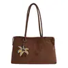 Bolso Tote Grande de Gamuza Mate para Mujer Bolso de Mano para Viajes Cotidianos Bolso de Hombro Individual con Sensación Relajada y Perezosa Bolso Grande Retro
