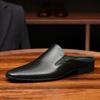 Pantuflas Estilo Coreano para Hombre de Cuero Genuino para Exterior Perezosas de Verano Huecas Transpirables de Negocios Casuales Medias Pantuflas Zapatos de Cuero de Moda