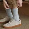 Calcetines de Cashmere para Hombre de Doble Aguja Color Sólido de Pelo Medio Otoño e Invierno Hilo de Color Coreano Cashmere Hechos a Mano Calcetines Japoneses Apilados
