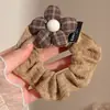 Goma para el pelo floral marrón, elegante y a la moda, con diseño de cuadros para mujer, nuevo estilo 2026, accesorio para el pelo de tela de alta calidad