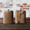 Funda Protectora Portátil para Botella de Vino para Exteriores Termo Retro de Acero Inoxidable Funda de Cuero Funda de Cuero Extraíble para Botella de Vino