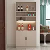 Armario para Vino para Uso Doméstico, Mueble Pantalla Divisoria para Sala de Estar, Vitrina, Aparador, Armario Alto de Almacenamiento, Mueble de Entrada, Gris Crema
