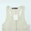 Camiseta sin mangas con botones de verano sexy para chica dulce y caliente, cuello en U, escote bajo, top corto sexy con botones y cuello redondo 4786009
