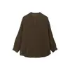 Nueva blusa de otoño para mujer, estilo suelto, cuello alto, moderna, de algodón y lino, manga larga, relajada
