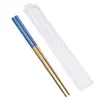 Palillos de Acero Inoxidable S 304 Estilo Portugués Vajilla Chapada en Oro Cuadrados Alargados Palillos Estilo Chino Juego de Regalo