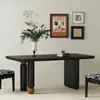 Mesa de Comedor Nórdica Negra de Madera Maciza para Uso Doméstico, Rectangular, Simple, Mesa de Comedor Retro, Mesa de Trabajo Creativa Pequeña para Apartamento, Lujo Ligero