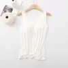 Camisola Pequeña con Almohadillas para Mujer, Tirantes Anchos, Versátil para Usar por Encima, Lencería que Expone la Clavícula, Sin Mangas de Verano
