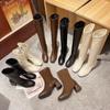 Botines Romanos Mujer Verano 2021 Nuevo Estilo Coreano Tacón Grueso Cuero Suave Francés de Alta Gama Fritura Calle Blanco Chelsea Botas Desnudas