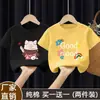 Camiseta de Verão Tendência e Versátil de Manga Curta para Meninas, Caimento Solto, Novo Estilo de Verão, Blusa 100% Algodão para Crianças