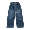 Calça jeans wide leg para meninas, coleção primavera/outono 2026, novo estilo para meninas mais velhas, calça de perna reta, modelagem solta, calça longa de outono para meninas