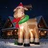 Alce Navideño Inflable de 1.8m Air Dancer con Luz LED Decoración Exterior para Jardín Llevando un Gorro de Santa con una Corona y Pajarita