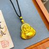 Oro de Arena Vietnamita Taladro Barriga Grande Buda Maitreya Buda Sonriente Colgante Colgante Benmingfo para Mujer Elegante Cadena de Lana Joyería