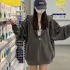Jaqueta Moletom Feminina 2026 para Primavera e Outono, Estilo Casual Solto Oversized com Capuz Estampado