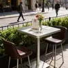 Café Estilo Luxo Leve, Mesa de Jantar em Ardósia, Mesas e Cadeiras de Restaurante em Aço Inoxidável, Balcão Longo Minimalista Luxo Leve para Loja de Chá de Leite, Mesinha de Centro