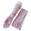Mangas de protección solar de verano Guantes de mano extendidos de tela de seda helada para mujer Seda helada delgada transpirable antideslizantes holgados al por mayor