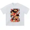 Camiseta de manga corta de venta directa de fábrica con estampados de anime y manga, corte holgado, talla grande, estilo retro desgastado