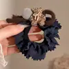 Goma para el pelo floral marrón, elegante y a la moda, con diseño de cuadros para mujer, nuevo estilo 2026, accesorio para el pelo de tela de alta calidad