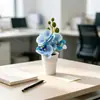 Planta artificial en maceta Phalaenopsis mini de tres flores para decoración de interiores del hogar, bonsái de planta verde para restaurantes, cafeterías y macetas de jardín