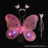 Alas de Mariposa Luminosas para Espalda de Niños Disfraz de Actuación Accesorios Alas de Ángel Luminosas 20 Luces Alas de Mariposa Juego de Tres Piezas