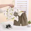 Conjunto de Roupa Cool e Estiloso para Meninos 2025 Novo Tendência Verão Bebê Manga Curta Moda Camisa Cool Infantil Conjunto de Duas Peças