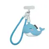 Popular correa de teléfono/llavero con forma de ballena azul de cuero PU, correa de muñeca anti-pérdida, cordón corto y grueso con clip