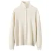 Cárdigan de punto de cachemira para mujer, versátil para otoño e invierno, nuevo abrigo grueso de cachemira de moda estilo coreano de cuello alto de un solo botón para mujer