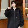 Sudadera casual de primavera para hombre, corte holgado, estilo oversized, talla grande para adolescentes y hombres más corpulentos, chaqueta con cremallera
