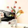 Vaso de Gato Siamês Fofo Atacado Figura de Gato Arranjo de Flores para Sala de Estar Decoração Cerâmica de Luxo Leve Design de Nicho