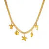 Cadena de Colgante Estilo Playa Creativo Personalizado Transfronterizo Europeo y Americano Serie Océano Acero Inoxidable Chapado en Oro Collar de Estrella de Mar Tortuga