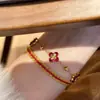 Pulsera Roja de Año Nuevo de Plata de Ley S925 con Ojo de Gato y Trébol de Cuatro Hojas Cortado con Láser CNC, Joyería de Diseño de Lujo Ligero, Moderna y Versátil