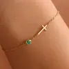 Pulseira Cruz com Pedra de Nascimento de Dezembro Transfronteiriça da Amazon Nova Moda Joias Presente de Aniversário para Mulheres