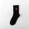 Calcetines para Mujer Coreanos Ins Tendencia Rojo Naranja Negro Letras Calle Patinaje Cintura Alta