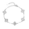 Pulseira de trevo de quatro folhas da sorte com gelo picado em prata de lei S925 artesanato de flor de carro CMC joias flash para meninas atacado
