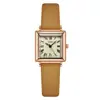 Reloj de pulsera vintage modelo estudiante Gedi, reloj de esfera cuadrada pequeña con correa de cuero, reloj de cuarzo impermeable para mujer al por mayor