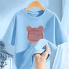 2404 # Camiseta de Manga Corta de Algodón Puro para Niñas Ropa de Verano 2025 Nuevo Estilo Ropa Infantil Camiseta de Verano Tops de Media Manga para Niños
