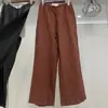 Pantalones rectos de pierna ancha elásticos de mezcla de lino estilo japonés para mujer, pantalones largos casuales con cordón, modelo nuevo 26 C473791/482246