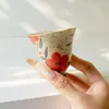 Xícara de Chá com Pé Alto e Boca de Flor, Esmalte Caramelo, Pintada à Mão com Flor de Pessegueiro, Dinastias Tang e Song, Xícara Individual Estilo Antigo, Para Uso Doméstico, Conjunto de Chá Kung Fu