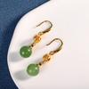 Aretes de carácter s9225 plata esterlina chapados en oro incrustados con cuentas redondas de Jaspe aretes de personalidad simple