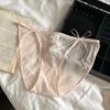 Ropa interior sexy de encaje hueco con abertura alta para mujer, Deseo puro, Jacquard de malla, Cintura baja, Entrepierna de seda de morera, Calzones para mujer