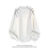 Sudadera de otoño para hombre, corte holgado, cuello redondo, con costuras visibles, estilo americano moderno, chaqueta sin capucha de manga larga para adolescentes