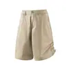 Pantalones Cortos Casuales Simples Lavados para Hombre de Algodón Puro de Alta Calidad Transfronterizos, Pantalones de 5 Puntos Finos Rectos de Pierna Ancha para Verano