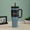 Taza de hielo grande con asa transfronteriza, taza aislada de acero inoxidable 304 con popote, taza portátil para coche