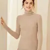 Suéter de Cachemir para Mujer con Rayas y Cuello Semi Alto Suéter para Mujer Otoño e Invierno Nuevo Jersey Ajustado de Color Sólido Suéter de Lana Tejido