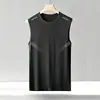 Chaleco sin mangas de cuello redondo para hombre, Chaleco de seda helada para correr en verano, Chaleco deportivo con sensación de hielo, Camiseta sin mangas de secado rápido