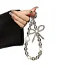 Lanyard corto para teléfono móvil de bola con strass y lazo estilo femenino