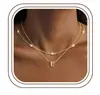 El Nuevo Set de Tres Piezas de Collar de 26 Letras Transfronterizo de Amazon es Moderno y Elegante, Cadena de Clavícula Multicapa, Versátil para el Uso Diario