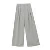 Love and Nancy Trece Líneas Estilo Minimalista de Verano Color Sólido Simple Prensado Versátil para Viajar Pantalones Casuales de Pierna Ancha 11635
