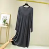 Nuevo Estilo de Verano Color Sólido Talla Grande Falda Plisada Vestido Casual Holgado