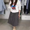 Versión Coreana de Camiseta Casual Versátil Holgada de Manga Corta de Algodón Puro Cómoda para Mujer con Estampado de Dibujos Animados de Coche Americano Retro de Nicho