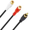 Cable de extensión de audio RCA macho chapado en oro a 2RCA hembra, cable de extensión de audio, cable de doble flor de loto
